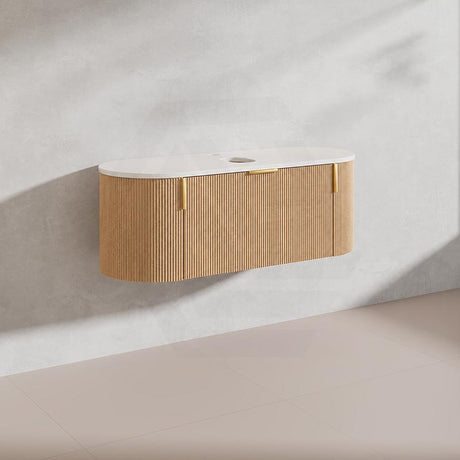1200mm Carysil Plywood Wall Hung Floating Vanity 12 O'clock/NO Tap Hole with Center Waste Hole Stone Top In Various Color
