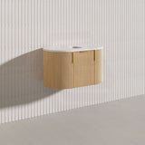 750mm Carysil Plywood Wall Hung Floating Vanity 12 O'clock/NO Tap Hole with Center Waste Hole Stone Top Brushed Gold Handle Included - Various Color