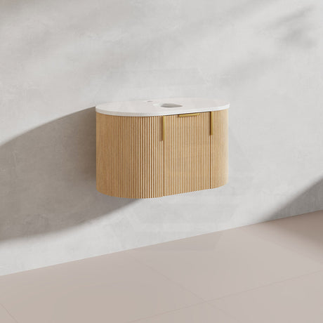 750mm Carysil Plywood Wall Hung Floating Vanity 12 O'clock/NO Tap Hole with Center Waste Hole Stone Top In Various Color