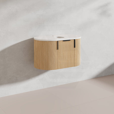 750mm Carysil Plywood Wall Hung Floating Vanity 12 O'clock/NO Tap Hole with Center Waste Hole Stone Top In Various Color