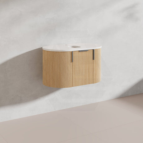 750mm Carysil Plywood Wall Hung Floating Vanity 12 O'clock/NO Tap Hole with Center Waste Hole Stone Top In Various Color