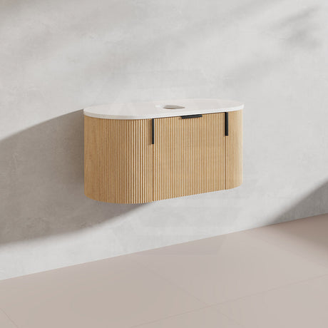 900mm Carysil Plywood Wall Hung Floating Vanity 12 O'clock/NO Tap Hole with Center Waste Hole Stone Top In Various Color