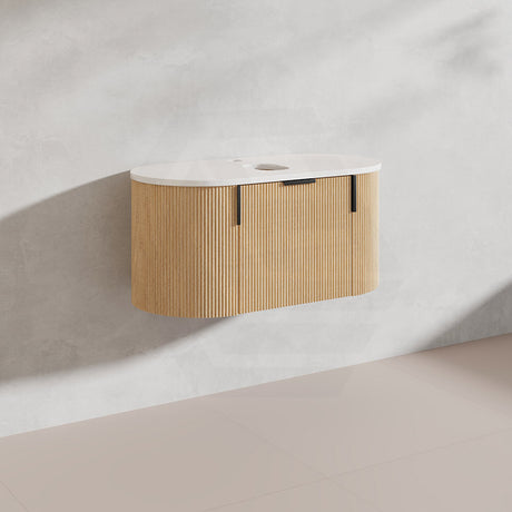 900mm Carysil Plywood Wall Hung Floating Vanity 12 O'clock/NO Tap Hole with Center Waste Hole Stone Top In Various Color