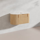900mm Carysil Plywood Wall Hung Floating Vanity 12 O'clock/NO Tap Hole with Center Waste Hole Stone Top Brushed Gold Handle Included - Various Color