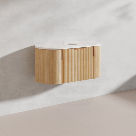 900mm Carysil Plywood Wall Hung Floating Vanity 12 O'clock/NO Tap Hole with Center Waste Hole Stone Top In Various Color