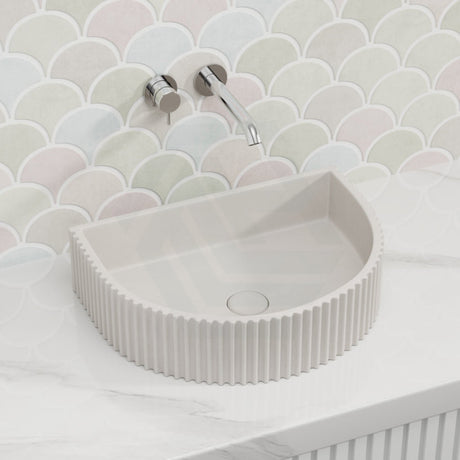 Carysil 465x360x119mm White Arch Above Counter Concrete Basin Fluted for Bathroom