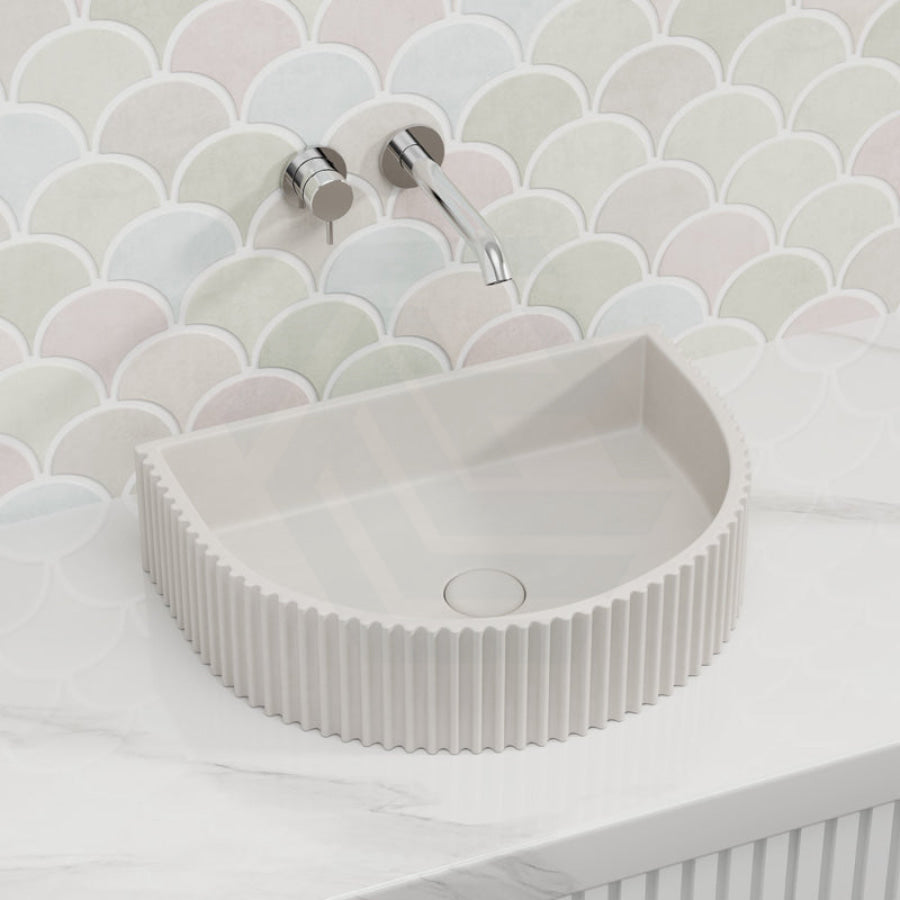 Carysil 465x360x119mm White Arch Above Counter Concrete Basin Fluted for Bathroom