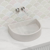 Carysil 465x360x119mm White Arch Above Counter Concrete Basin Fluted for Bathroom