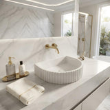 Carysil Arch Above Counter Concrete Basin Fluted for Bathroom 465x360x119mm - Matte Cream