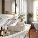 Carysil Arch Above Counter Concrete Basin Fluted for Bathroom 465x360x119mm - Matte Cream