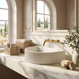Carysil Arch Above Counter Concrete Basin Fluted for Bathroom 465x360x119mm - Matte Cream