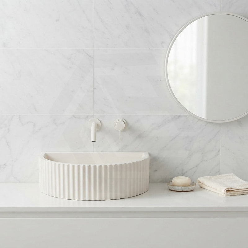Carysil Arch Above Counter Concrete Basin Fluted for Bathroom 465x360x119mm - Matte Cream