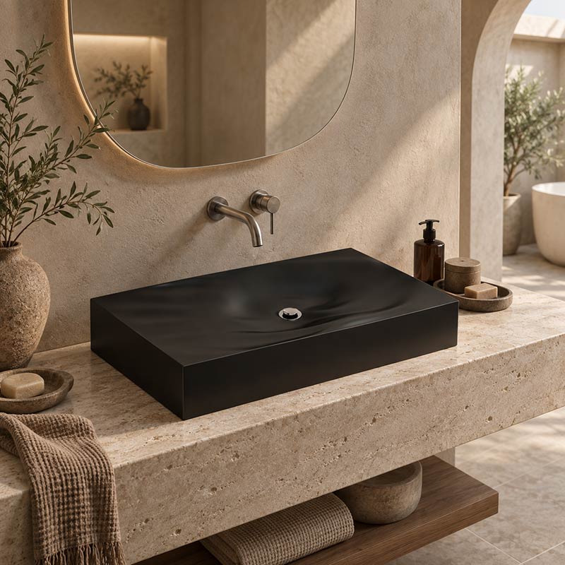 Dune Above Counter Wash Basin Sani-Quartz Composite High-end 815x465x130mm - Colours Available