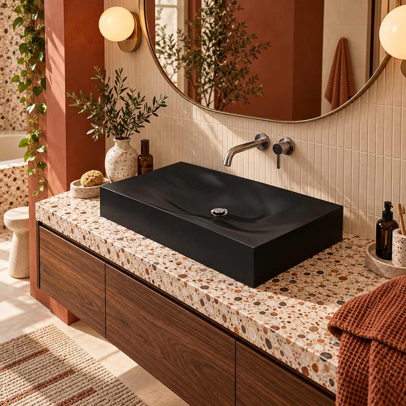 Dune Above Counter Wash Basin Sani-Quartz Composite High-end 815x465x130mm - Colours Available