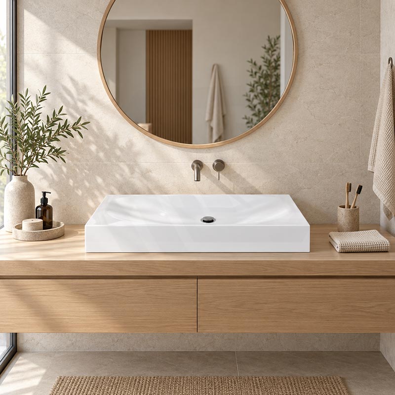 Dune Above Counter Wash Basin Sani-Quartz Composite High-end 815x465x130mm - Colours Available