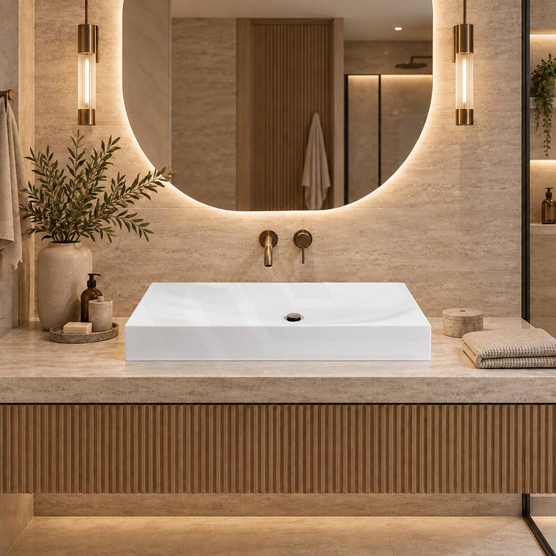 Dune Above Counter Wash Basin Sani-Quartz Composite High-end 815x465x130mm - Colours Available