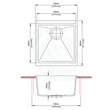 430X460X200mm Carysil Black Single Bowl Granite Kitchen/ Laundry Sink Top/ Under Mount Kitchen