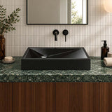 Rectangle Sani-Quartz Composite Above Counter Basin with Golden Cut Design 615x445x130mm - Gloss White/Black