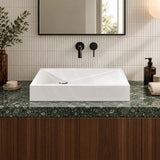 Rectangle Sani-Quartz Composite Above Counter Basin with Golden Cut Design 615x445x130mm - Gloss White/Black