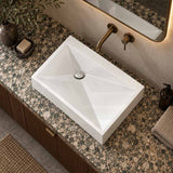 Rectangle Sani-Quartz Composite Above Counter Basin with Golden Cut Design 615x445x130mm - Gloss White/Black