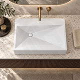 Rectangle Sani-Quartz Composite Above Counter Basin with Golden Cut Design 615x445x130mm - Gloss White/Black