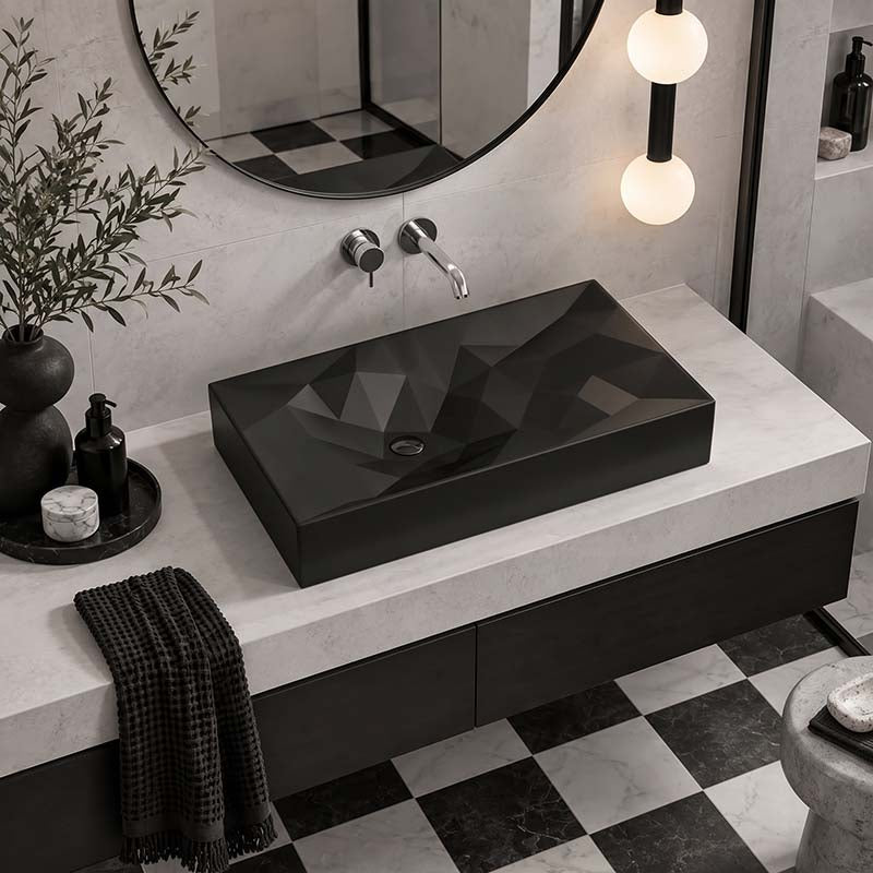 Kristall Above Counter Basin Bathroom Wash Basin Sani-Quartz Composite High-end 715x415x130mm - In Various Colour