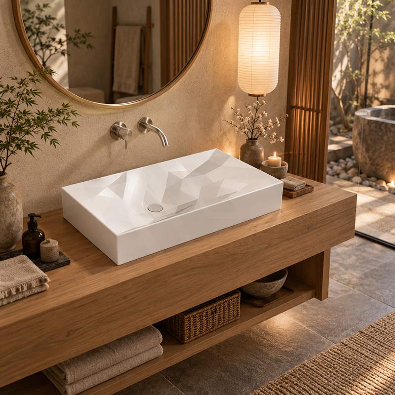 Kristall Above Counter Basin Bathroom Wash Basin Sani-Quartz Composite High-end 715x415x130mm - In Various Colour