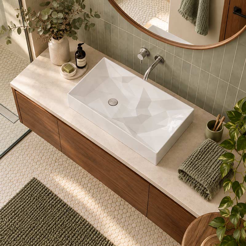 Kristall Above Counter Basin Bathroom Wash Basin Sani-Quartz Composite High-end 715x415x130mm - In Various Colour