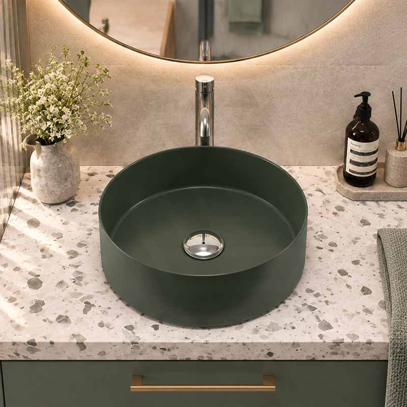 Carysil Round Above Counter Ceramic Basin 360x360x120mm - Variant Colour Available