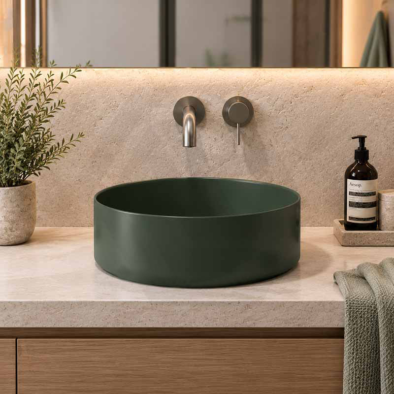 Carysil Round Above Counter Ceramic Basin 360x360x120mm - Variant Colour Available
