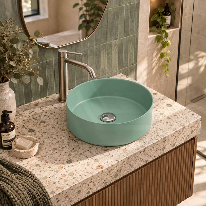 Carysil Round Above Counter Ceramic Basin 360x360x120mm - Variant Colour Available
