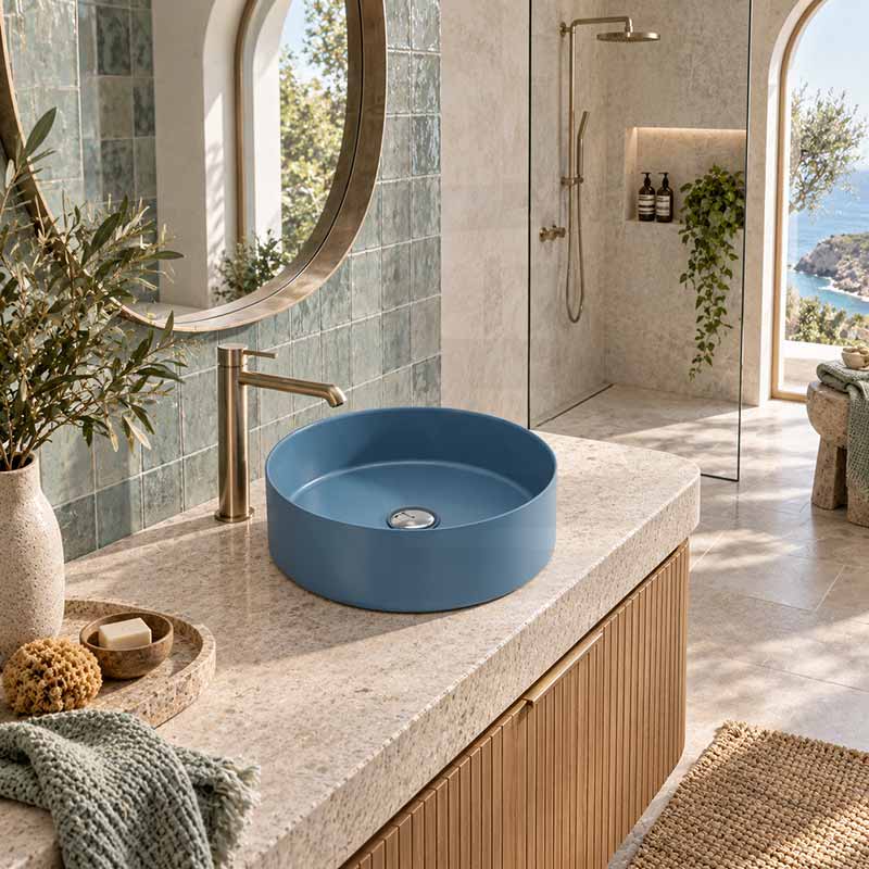 Carysil Round Above Counter Ceramic Basin 360x360x120mm - Variant Colour Available