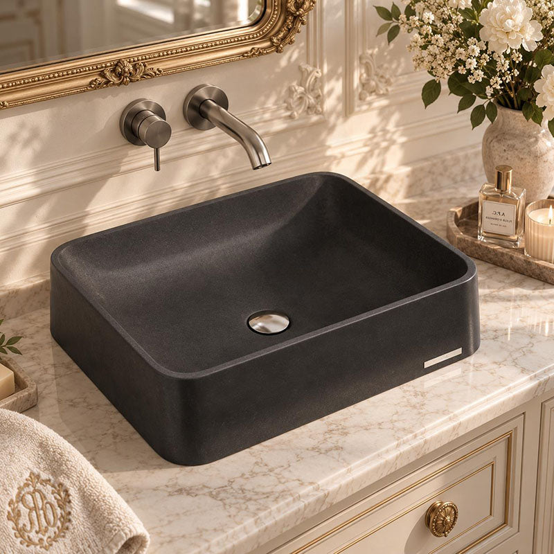 SeeRose Above Counter Basin Wash Basin Sani-Quartz Composite 545x415x130mm - Matt Black/Gloss White