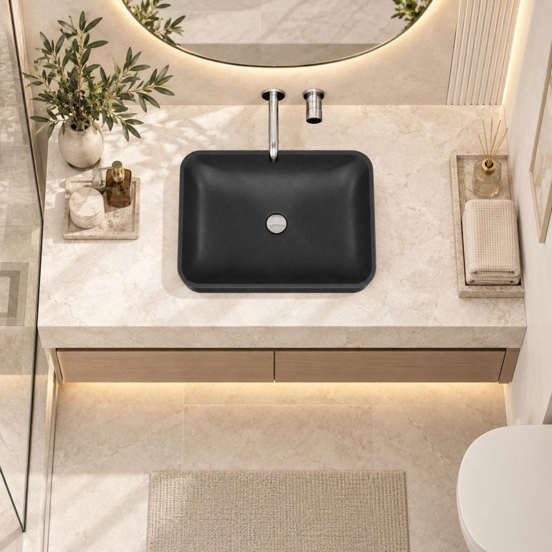 SeeRose Above Counter Basin Wash Basin Sani-Quartz Composite 545x415x130mm - Matt Black/Gloss White