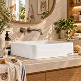 SeeRose Above Counter Basin Wash Basin Sani-Quartz Composite 545x415x130mm - Matt Black/Gloss White