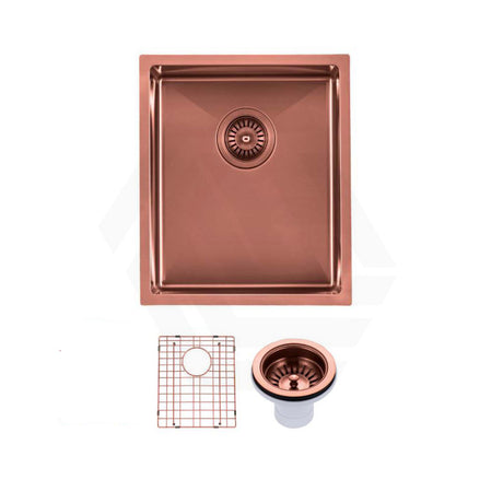 390x450x215mm Stainless Steel Single Bowl Kitchen Sink Top/Flush/Under Mount Rose Gold