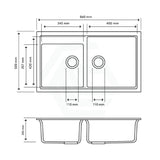 860X500X205mm Carysil White Double Bowl Granite Kitchen Laundry Sink Top/ Flush/ Under Mount Products
