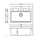 780X510X220mm Carysil Black Single Bowl Granite Stone Kitchen Sink Top/ Under Mount Products