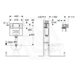 Geberit Alpha 12cm Mid Level In-Wall Concealed Cistern for Wall Faced Toilet Pan, Top or Front Flush Buttons Available
