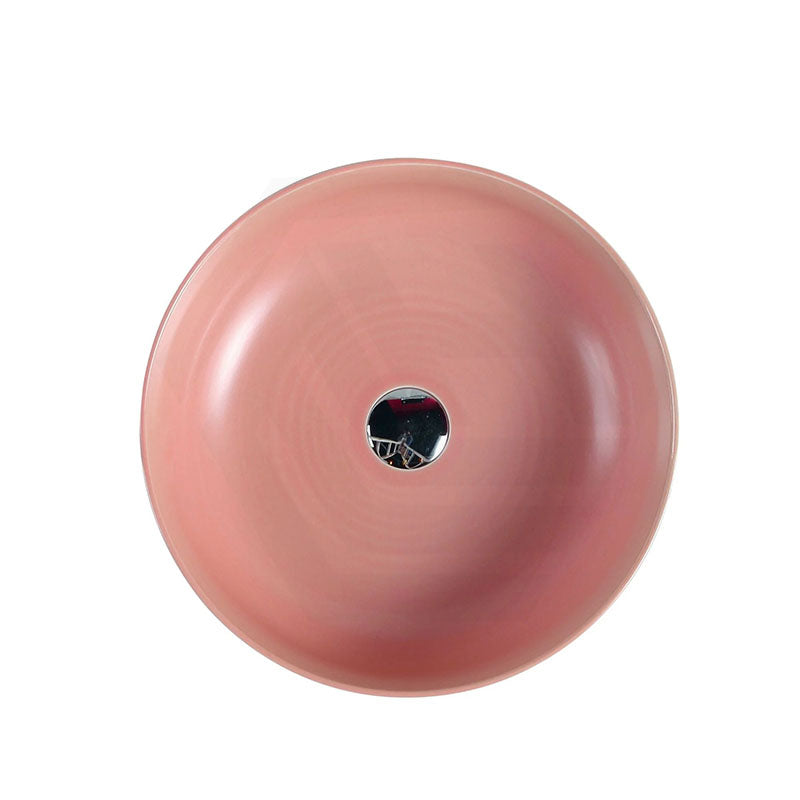 Round Above Counter Ceramic Basin with No Overflow For Bathroom and Vanity 350x350x140mm - Matt Pink