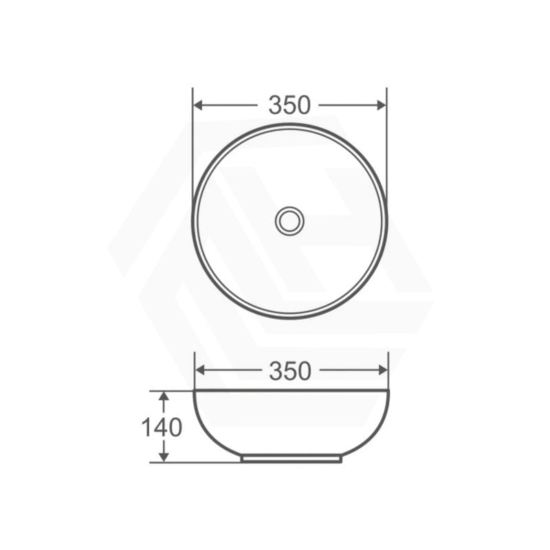 Round Above Counter Ceramic Basin with No Overflow For Bathroom and Vanity 350x350x140mm - Matt Pink