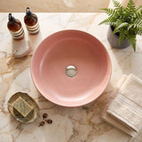 Round Above Counter Ceramic Basin with No Overflow For Bathroom and Vanity 350x350x140mm - Matt Pink