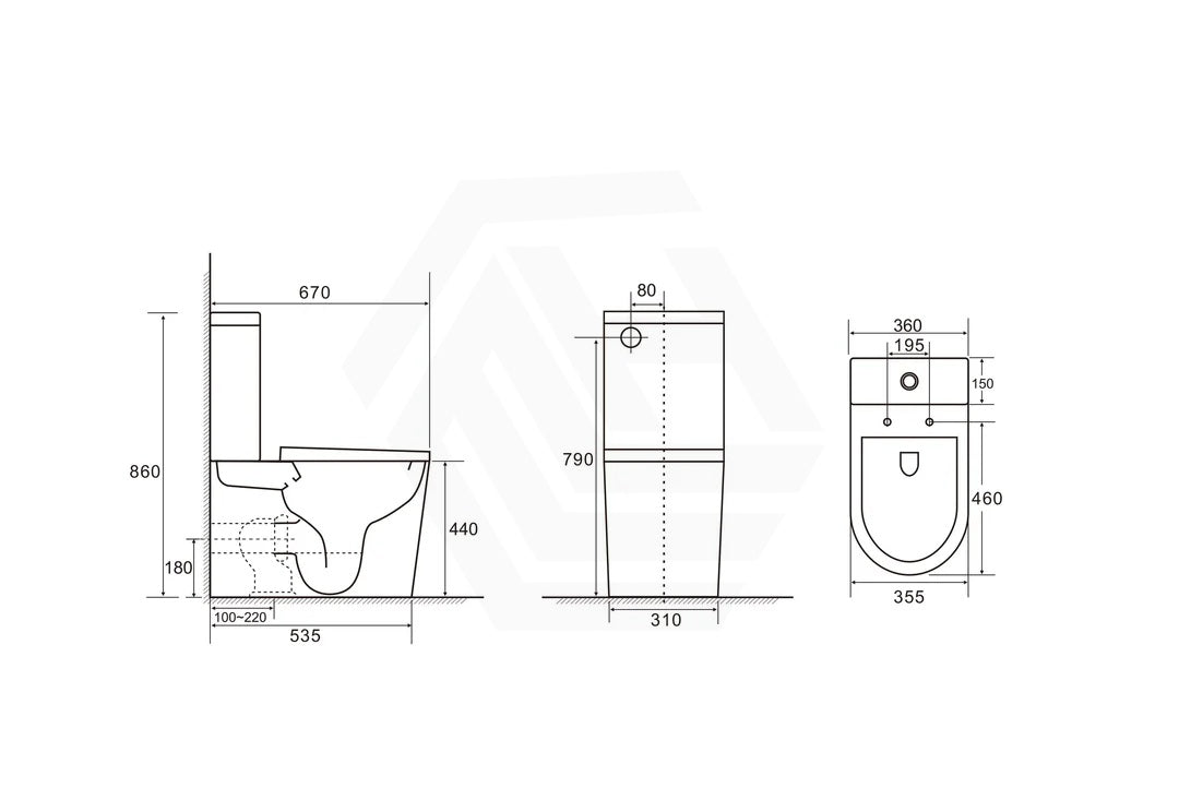Berlin Tornado Rimless Toilet Suite Comfort Height Back To Wall 670x360x860mm - Variant Colour