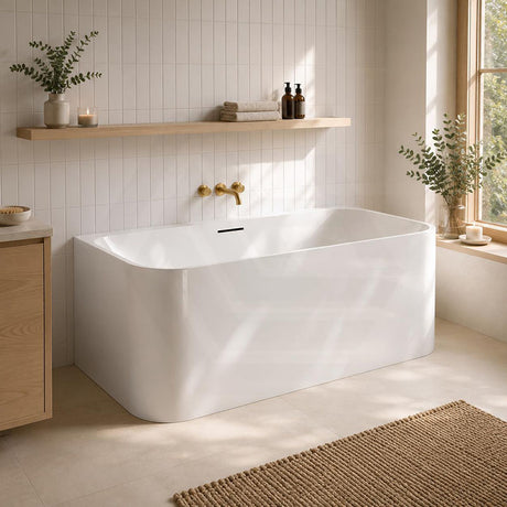 Ultra-Slim Bathtub Back to Wall Acrylic with Overflow 1500/1700mm - Gloss White