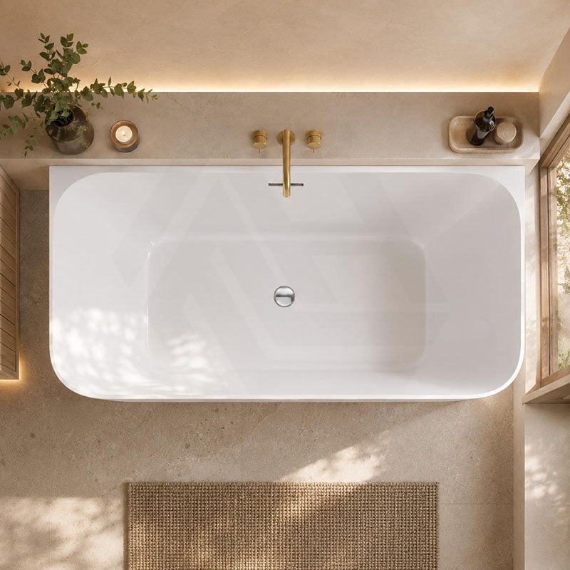Ultra-Slim Bathtub Back to Wall Acrylic with Overflow 1500/1700mm - Gloss White