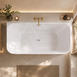 Ultra-Slim Bathtub Back to Wall Acrylic with Overflow 1500/1700mm - Gloss White
