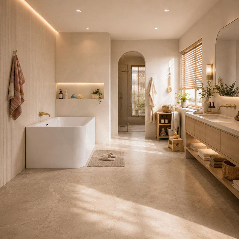 Ultra-Slim Bathtub Back to Wall Acrylic with Overflow 1500/1700mm - Gloss White