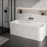 Ultra-Slim Bathtub Back to Wall Acrylic with Overflow 1500/1700mm - Gloss White