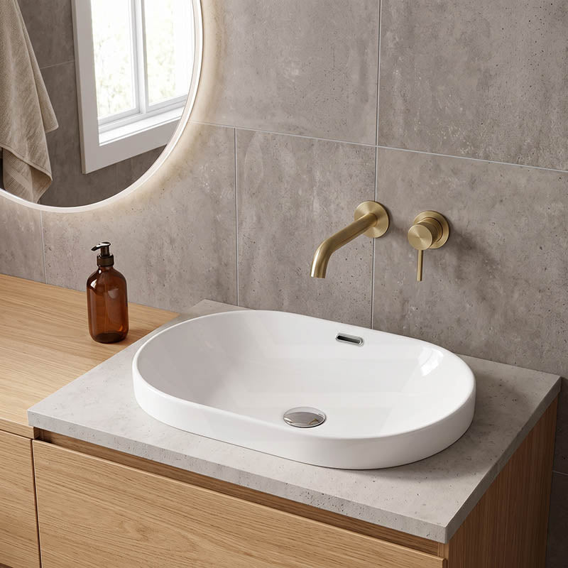 Inset Ceramic Oval Basin 605x405x180mm - Gloss White