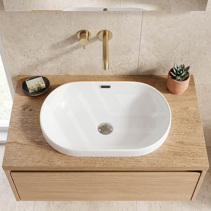 Inset Ceramic Oval Basin 605x405x180mm - Gloss White